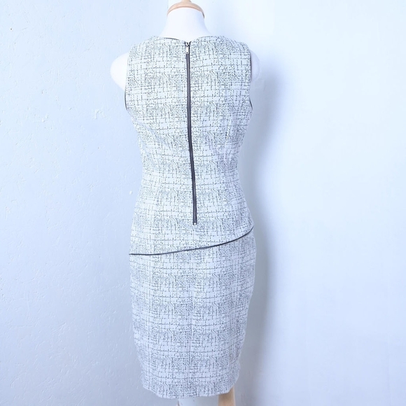 DKNY | Off white and black speckled pattern sleevless office dress - Picture 6 of 10